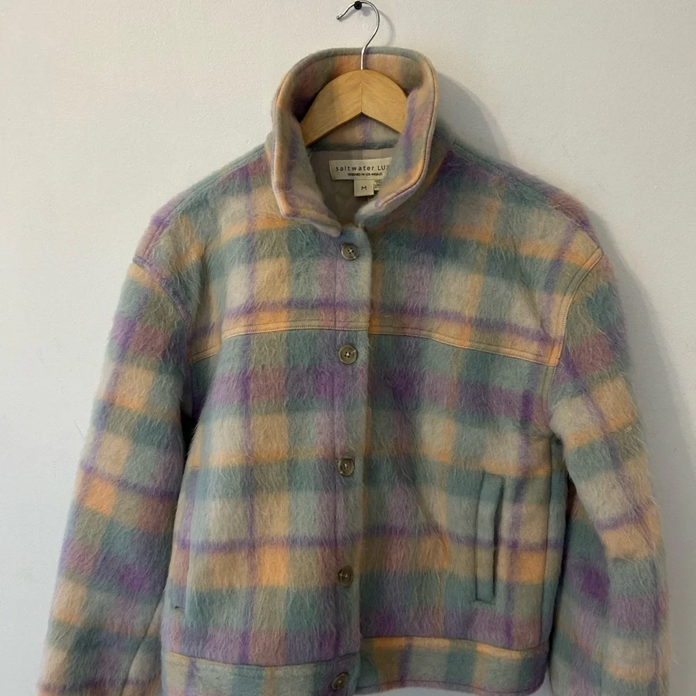 Salt Water Luxe NWOT Sz M Pastel Button Up Jacket Long Sleeve w Pockets Org $120 - Picture 7 of 10